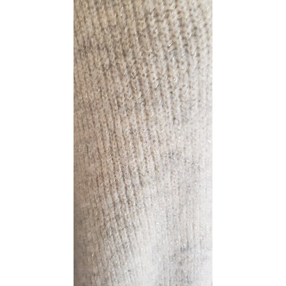 NWT $ 135 MICHAEL KORS OATMEAL HEATHER METALLIC  OPEN FRONT CARDIGAN  SZ L - Picture 4 of 7